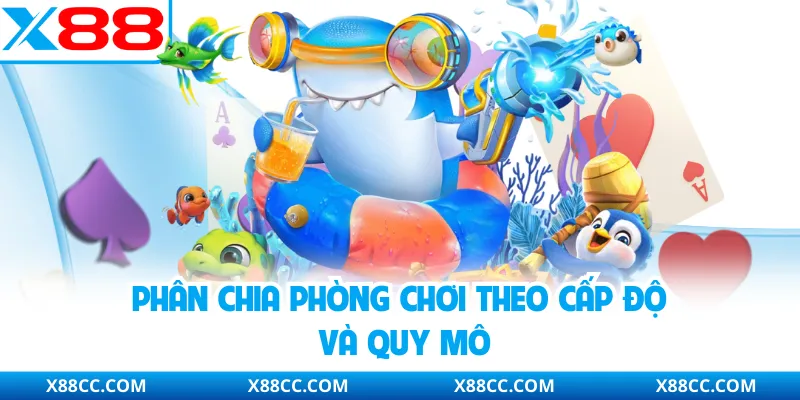 Top Sảnh Bắn Cá X88 - Không Gian Giải Trí Được Quan Tâm 3 Phân chia phòng chơi theo cấp độ và quy mô